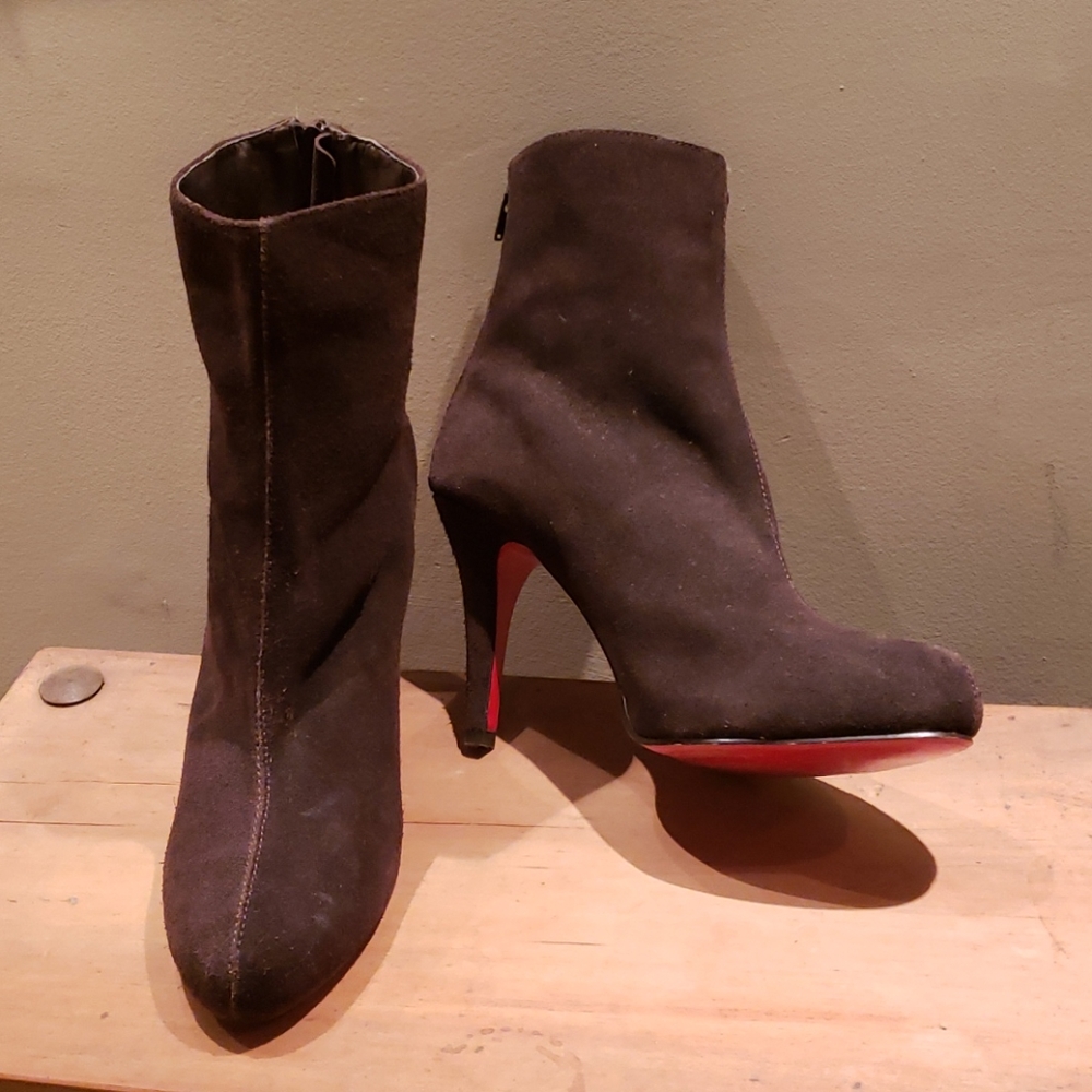 Suede high heel booties
